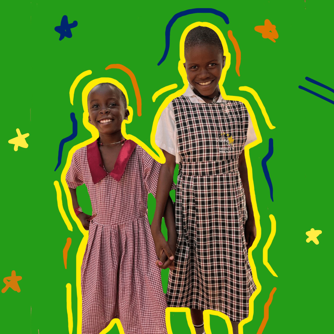 two Shining star orphans center's students smiling